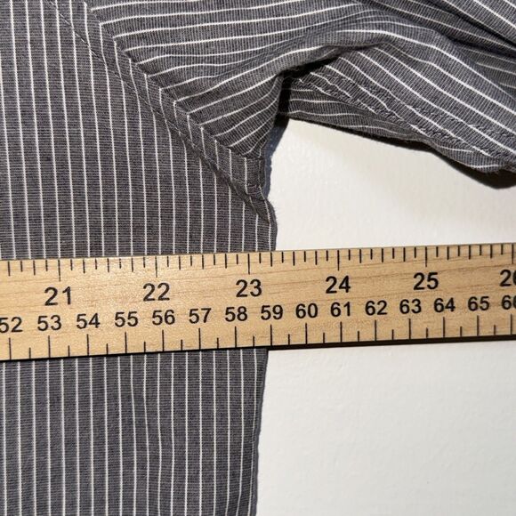 Express Shirt Mens Large Button Up Long Sleeve Collared Gray White Striped - Picture 7 of 7
